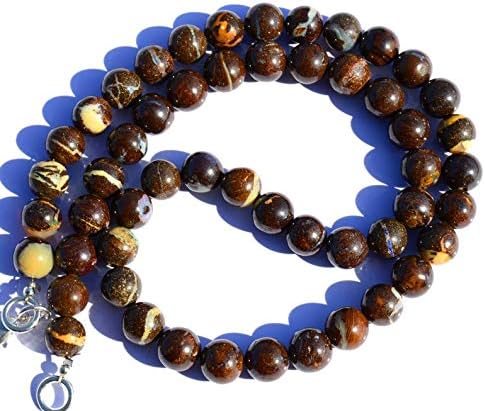 Very Rare Natural Gem Australian Boulder Opal 8MM Approx Size Smooth Round Beads 17 Inch Full Strand Finished Necklace Rare Gemstone