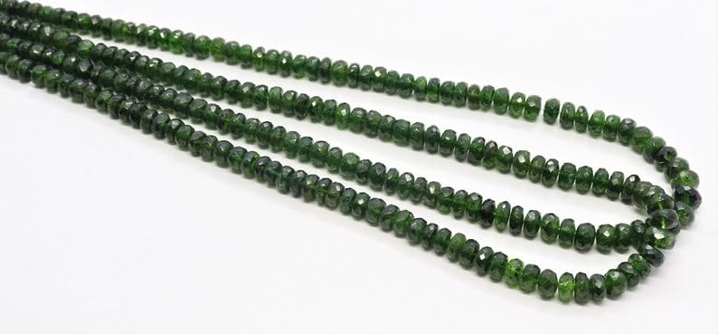 Natural Chrome Diopside rondella Faceted Beads 4-7 mm 17 inch Long String Jewelry Making Gemstone Beads for Necklace Bracelet