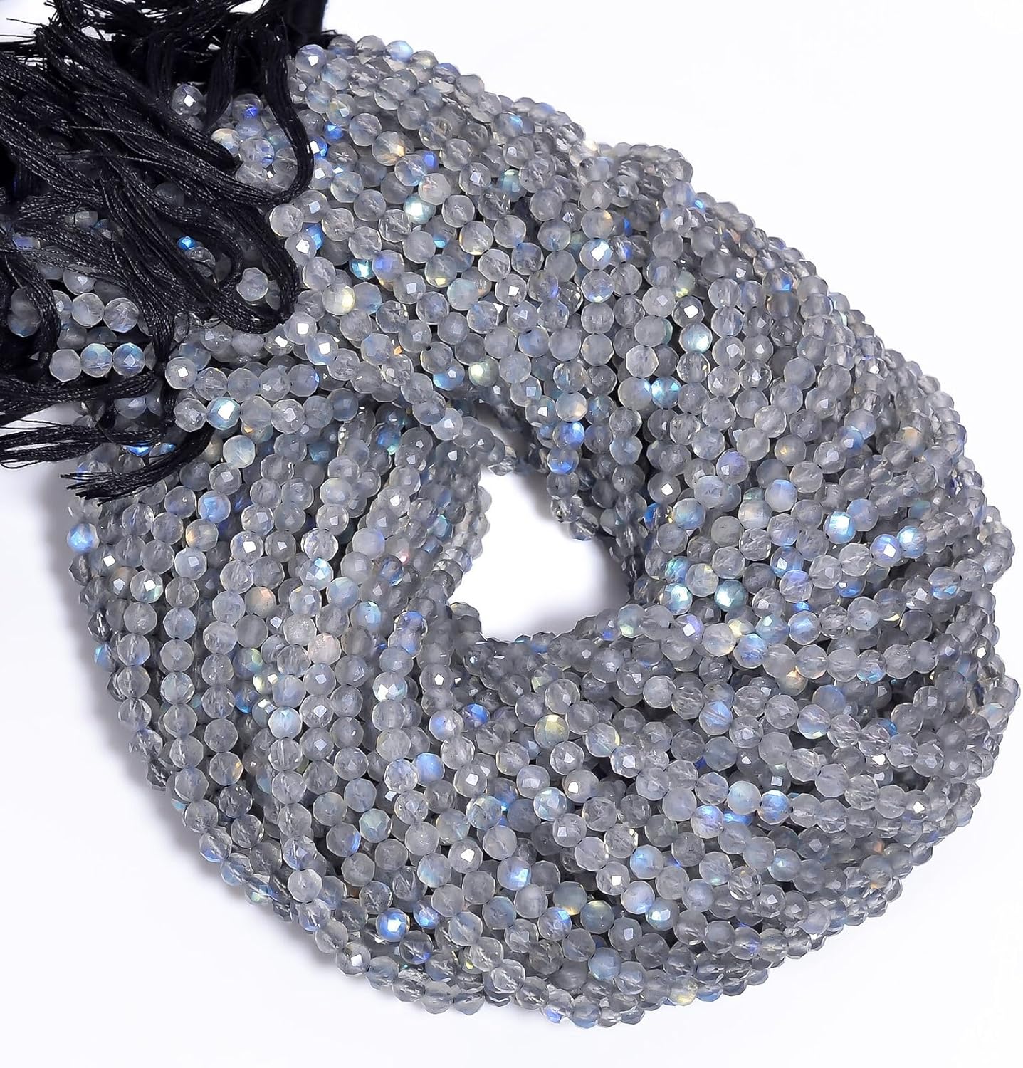 Natural Labradorite Gemstone Round Shape Faceted Beads 4X4 mm 10 Strand 13