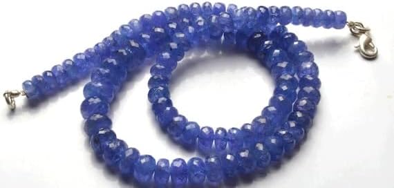 Beads Gemstone 1 Strand Natural 17 Inch Strand Super Finest, Super Rare,Ultimate Quality Tanzanite Necklace Faceted Rondelle Big Size Beads 6.5 to 10 MM Code-HIGH-21602