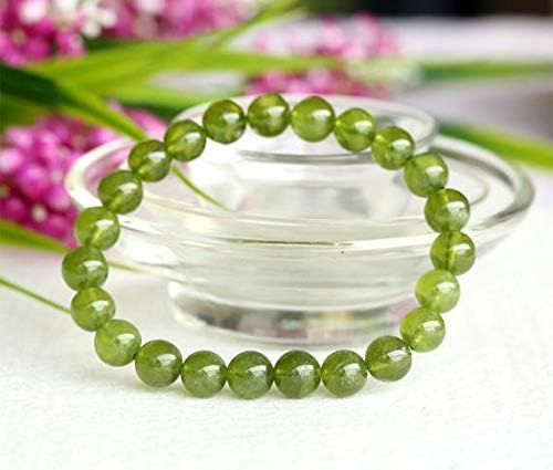 1 Strands Natural Olive Green Icrase Stretch Finish Bracelet Round Beads 8mm 04028 Code-HIGH-23287