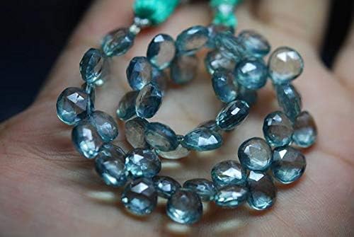 8 Inch Strand Mystic Teel Green Quartz Micro Faceted Heart Shape Briolettes, 10mm Code-HIGH-54901