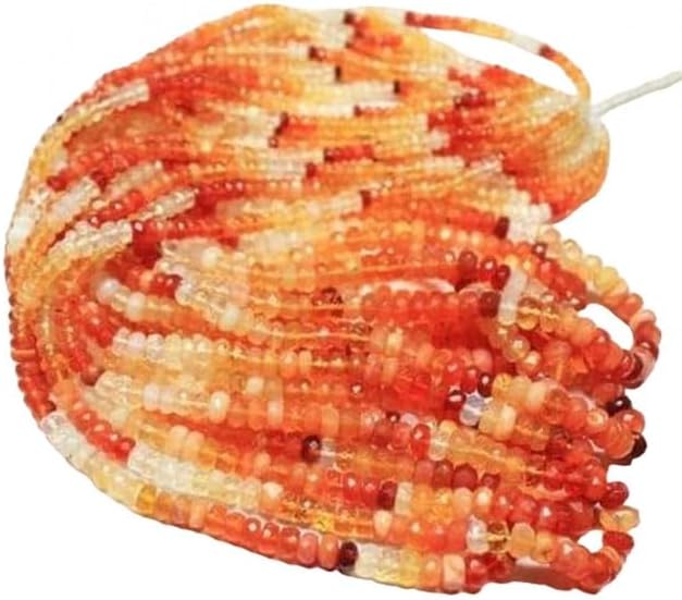 Natural Mexican Fire Opal Faceted Rondelle Micro Gemstone Loose Craft Beads 8