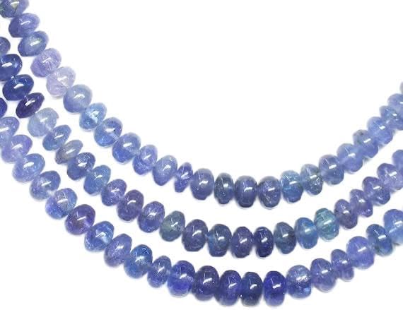 BEADS GEMSTONE Natural Tanzanite Smooth Rondelle Micro Gemstone Craft Loose Spacer Beads Strand 18 Inch Long 6mm 7mm Code-HIGH-25761