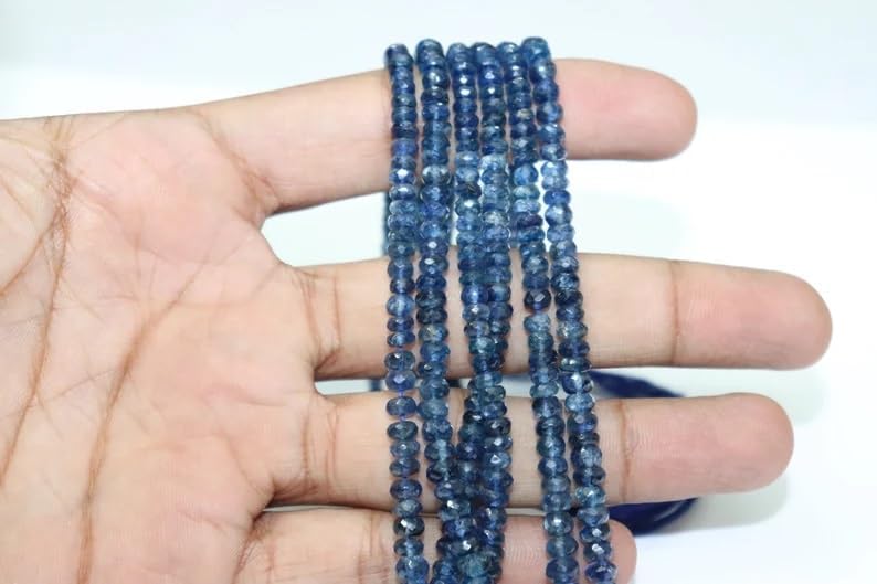 Kyanite Faceted Rondelle Beads 4-6 mm AAA Quality Kyanite Beads Kyanite Rondelle Beads Kyanite Beads Strand