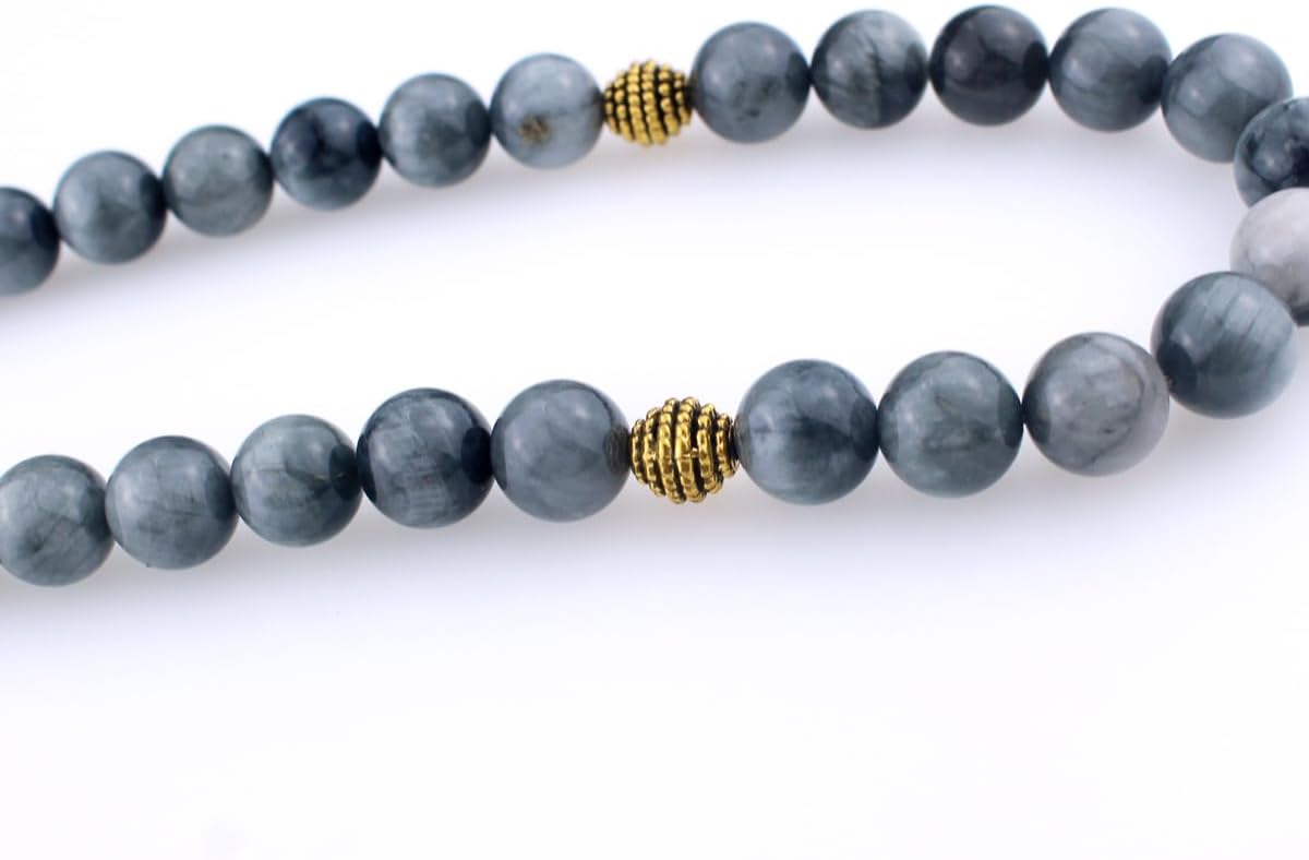 Muslims Islamic Dhikr 33 Tasbeeh Tasbih Prayer Beads, Grey Stone Beads with Tassel