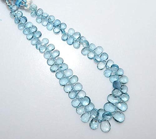 13 inch natural beads strand of 4x5-7x9mm faceted pear aquamarine gemstone briolletes beads for DIY jewelry - necklace, bracelet, earring, ring.