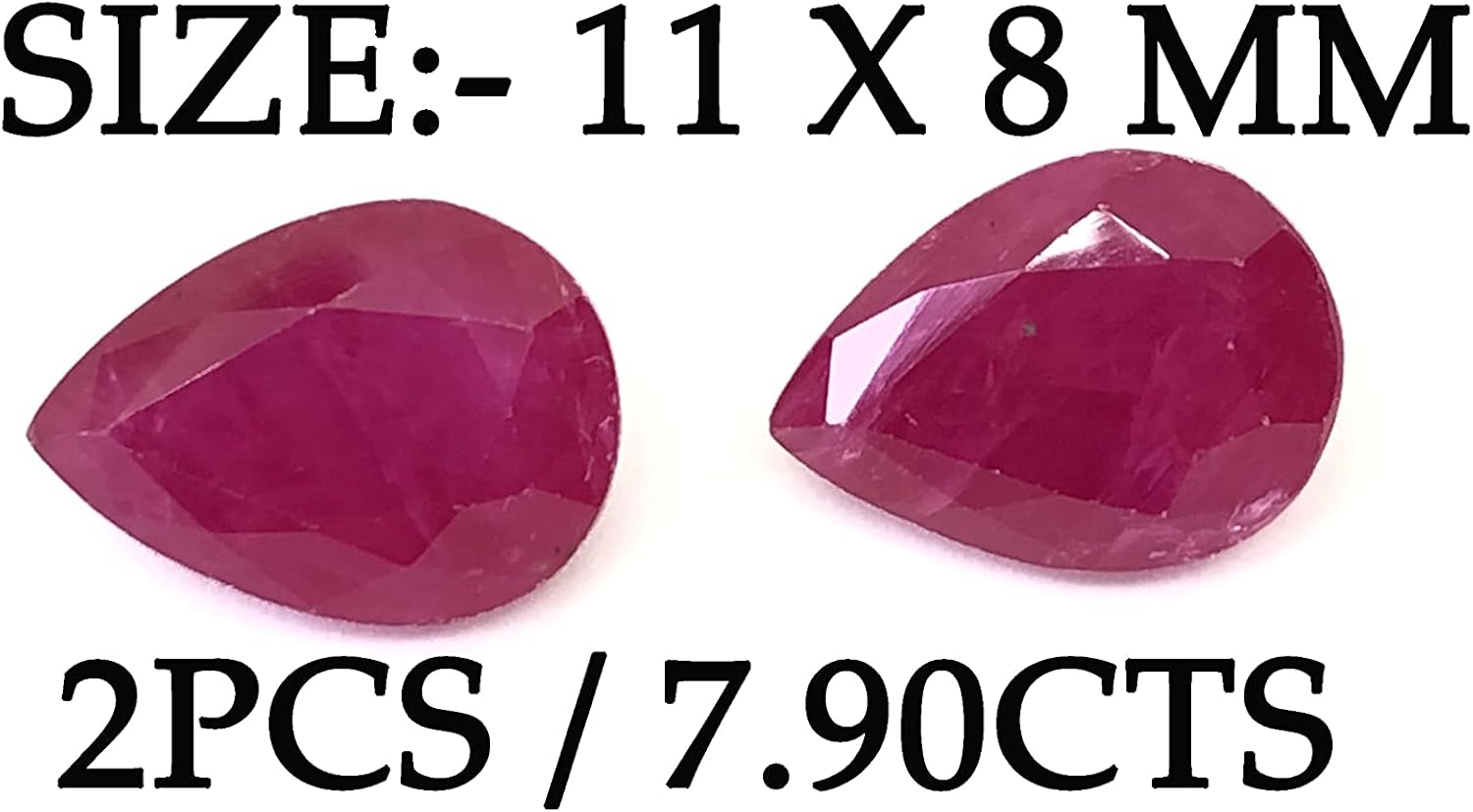 7.76 Carat Certified Natural Ruby Pear Shape Size 12x7.50 mm Cut Faceted Loose Gemstone Best For Making Masterpiece Earring Jewelry-Make Your Jewelry Beautiful