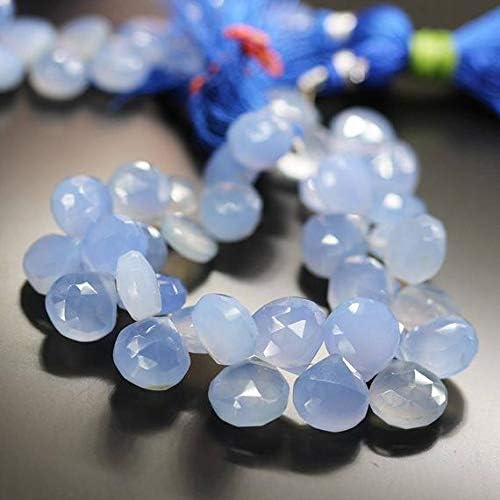 Natural Turk Blue Chalceny Faceted Heart Drop Briolette Gemstone Loose Craft Beads Strand 7 Inch Long 10mm 13mm Code-HIGH-1216