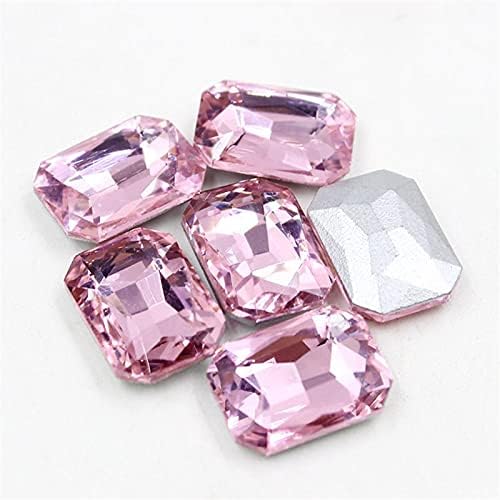 300PCS 6x8,10x14,13x18,18x25mm Multi Colors Rectanglee Glass Crystal Fancy Stone Pointback Jewelry Beads No Holes - (Color: Water Red; Size: 18MMX25MM)