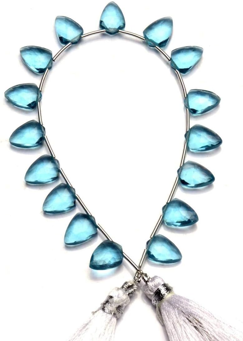GEMZ 6 inch Strand of Natural Teal Blue Aquamarine Quartz tie Shape Faceted Cut Blue Color briollete Beads for DIY Jewelry Making- Earring Necklace Bracelet.