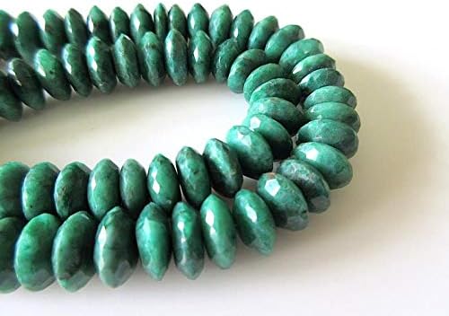 5 Strands Wholesale Emerald Faceted Rondelle Bead, Wholesale Emerald Disc Corundum Beads, 9mm to 12mm Beads, 16 Inch Strand