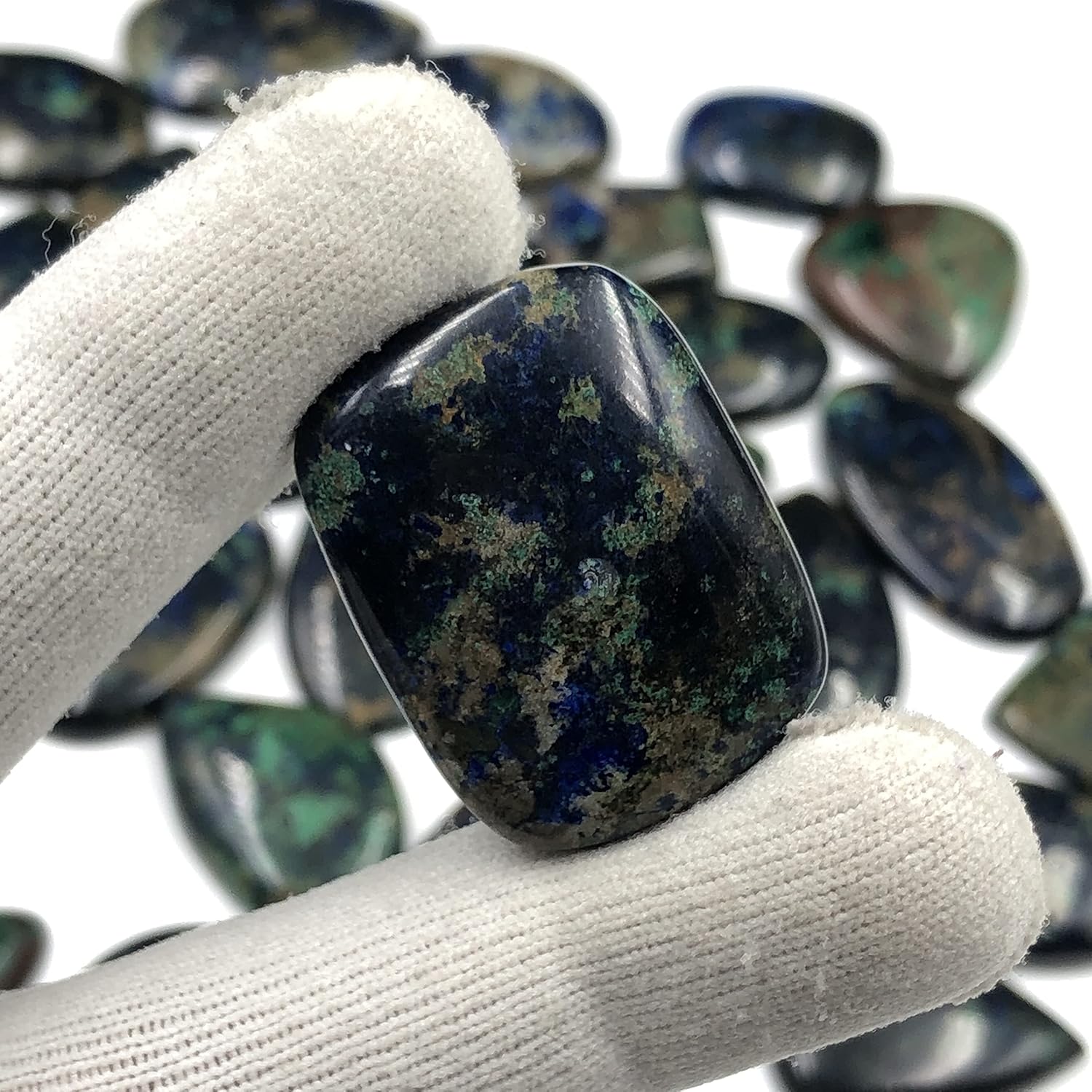 Natural AZURITE MALACHITE Gemstone Loose Cabochon Lot For Jewelry Making, Loose Gemstone For Ring, Earring & Pendant Necklace, Jewelry Making Cabochons, Healing Gemstones