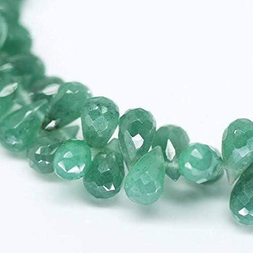 Green Quartz Briolette Faceted Tear Drop Gemstone Loose Craft Beads Strand 4 Inch Long 7mm 8mm Code-HIGH-1546