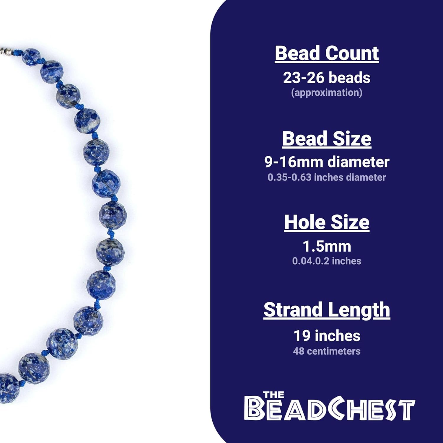 The Bead Chest Multi-Faceted Afghan Lapis Stone Beads 13mm Afghanistan Blue Faceted Gemstone 19 Inch Strand