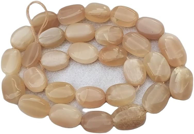13 inch Strand of Natural gem Peach Moonstone, 12-14mm Oval Smooth Beads for DIY Jewelry Making. | Beads_06045