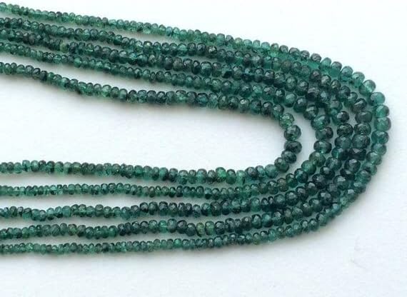 1 Strand Natural Emerald Faceted Rondelle Beads, Emerald Necklace, Original Emerald, 2.5mm to 4.5mm, 8 Inch