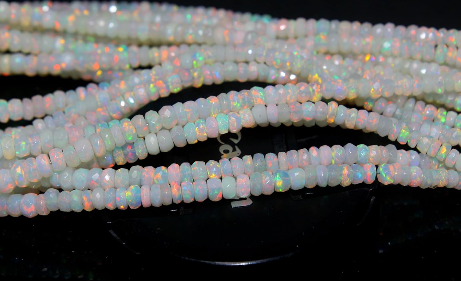 Natural Ethiopian Opal Faceted Rondelle Beads, Iridescent White, 4-5mm, 16 Inch Strand, Precious Gemstone