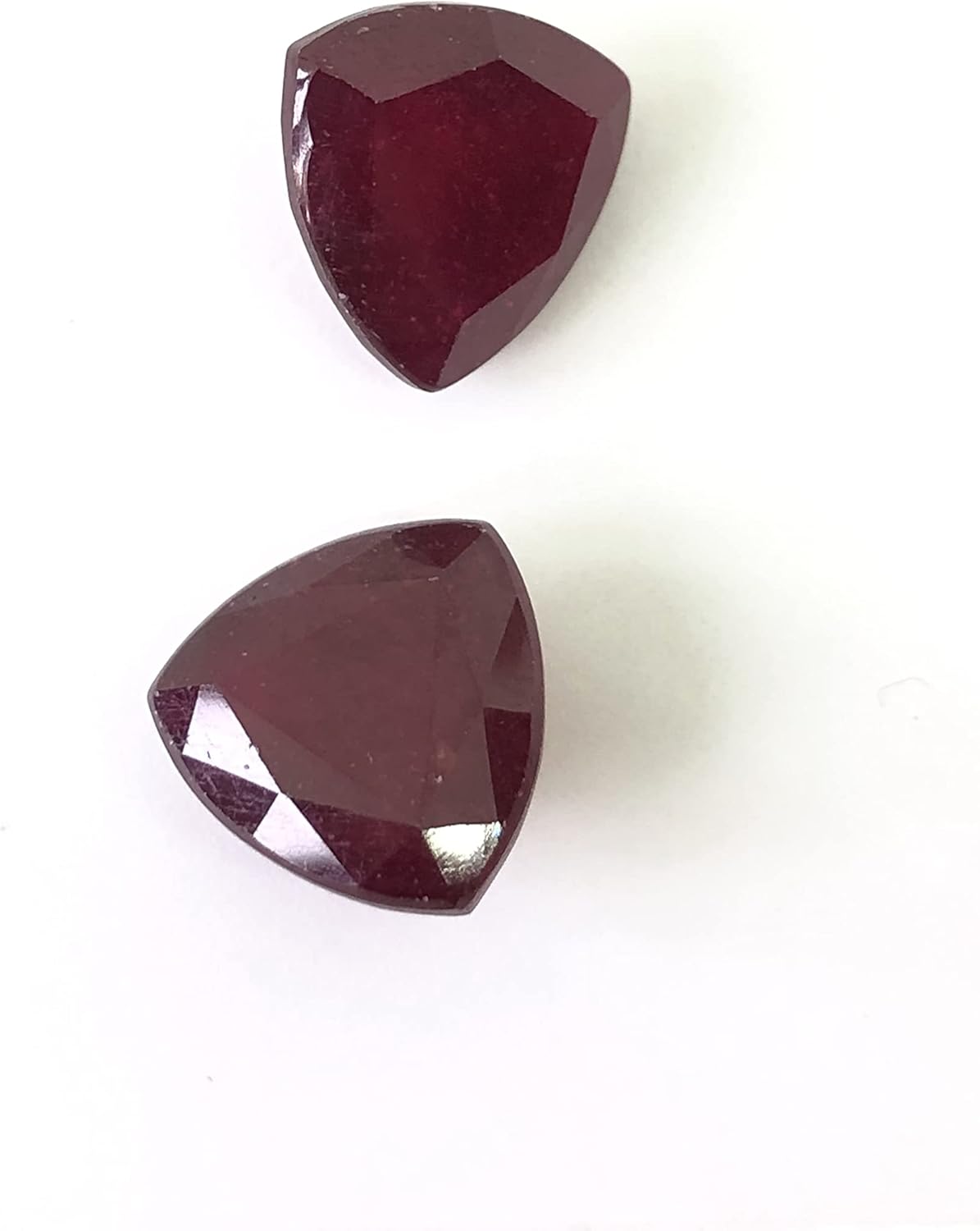 17.52 Ct Pair Deep Red Ruby Trillion Shape Size 12 mm Cut Faceted Attractive High Quality Loose Gemstone Best For Making Pendant, Earring Jewelry - Give Jewelry Luxury Look