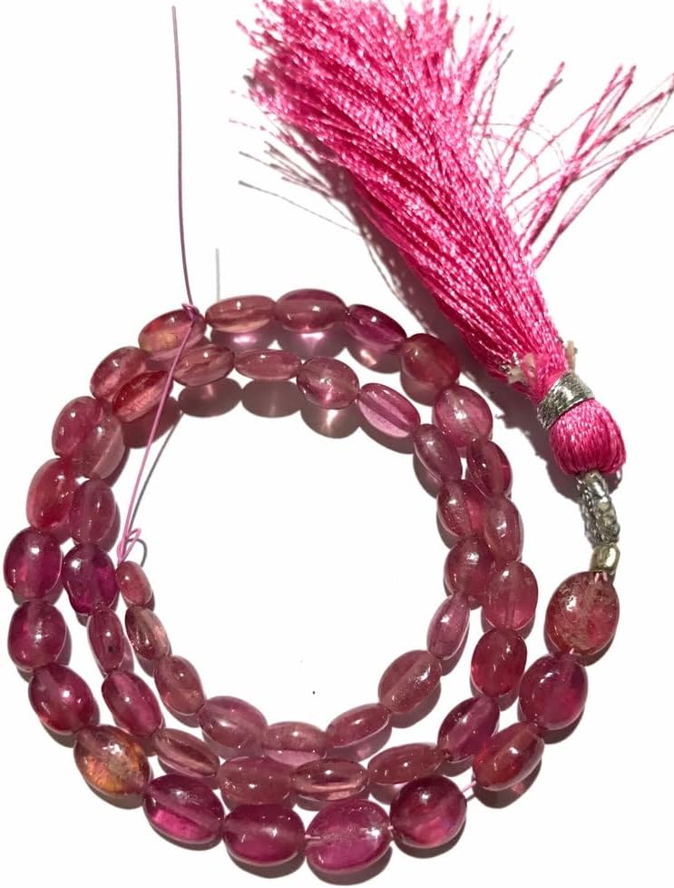 Natural Natural Pink Oval Smooth Beads 5-6 MM 13 inch Long String Jewelry Making Gemstone Beads for Necklace Bracelet