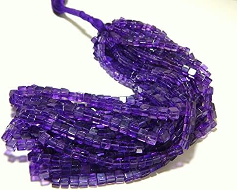 13 inch Strand of Natural gem Amethyst, 10mm Cube Smooth Beads for DIY Jewelry Making. | Beads_03875, Purple