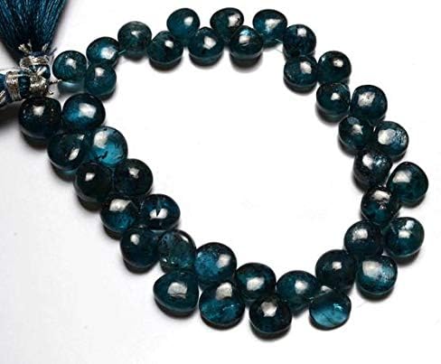 1 Strand Natural 8 inch Natural Gemstone Super Dark Green Kyanite Smooth Heart Shape Briolettes Beads 7 to 10 MM Code-HIGH-28529