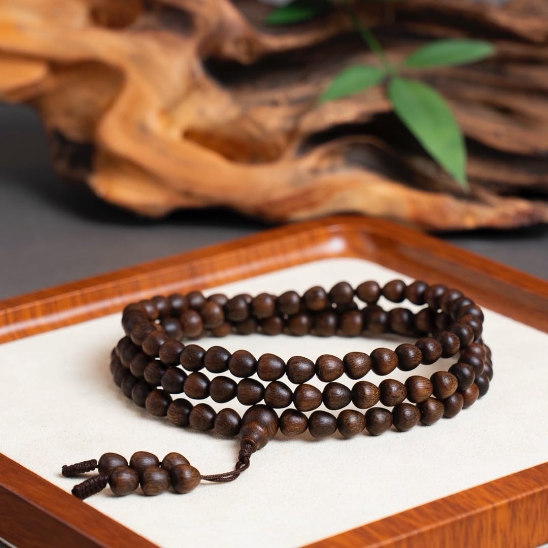 Fusen Red Clay Agarwood Beads 6×6mm*108 Pieces Sweet Plum Aroma, Cooling, Water-Sinking Grade