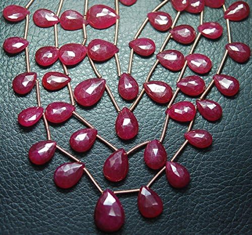 13 inch natural beads strand of 12-14mm faceted pear ruby gemstone briolletes beads for DIY jewelry - necklace, bracelet, earring, ring.