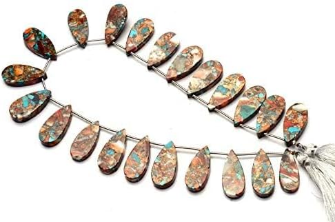 GEMZ 13 inch Strand of Natural Mojave Blue Copper Turquoise pear Shape Smooth Cut Multi Brown Color briollete Beads for DIY Jewelry Making- Earring Necklace Bracelet.