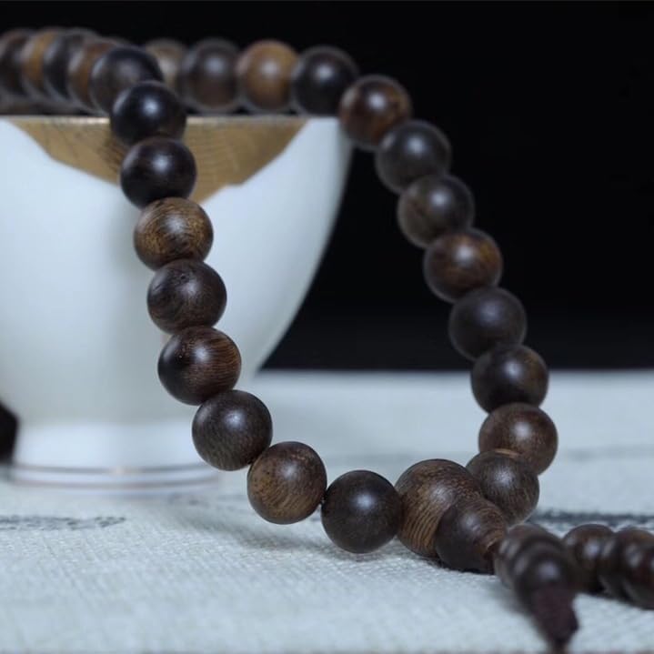 Natural Cambodian Bodhisattva Agarwood Sinking Grade Beads 10mm*108 Pieces Old Material Multi-Circle Bracelet