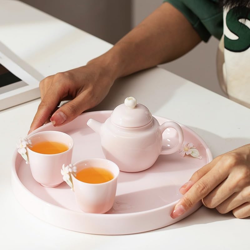 Tray Ceramic Dry Tea Tray Tea Set Accessories Tea Tray Tray Home Small Simple Pink Light Luxury Tea Table Tray Serving Trays