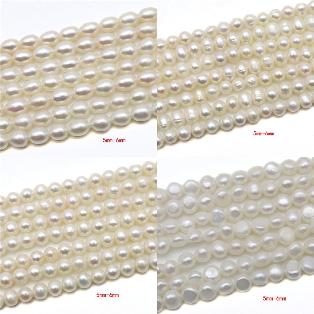 5Mm-6Mm Natural Freshwater Pearls Beads Rice Shaped Circular Flat Shape Irregular Beads for Jewelry Making Shape 2 500 Pieces