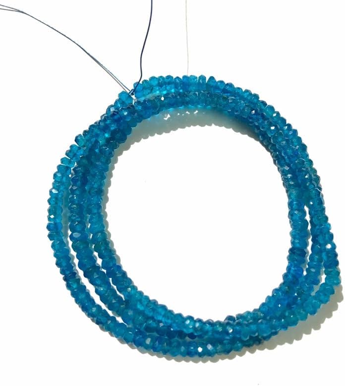 Natural NEON Blue rondelle Faceted Beads 3mm 15 inch Long String Jewelry Making Gemstone Beads for Necklace Bracelet