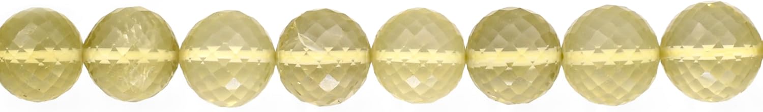 Natural Lemon Quartz Gemstone Beads for Jewelry Making DIY Bracelet Necklace Earrings, Faceted Round Balls Crystal Stone Beads 16 Inch Strand 8 to 16 mm Wholesale Supply