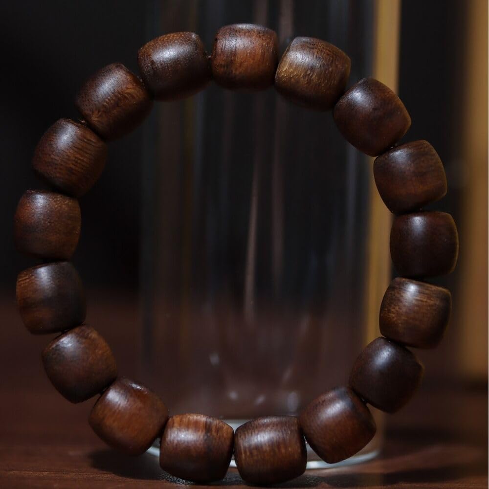 Agarwood 12+8mm Fusen Red Clay Nine Points Sinking Agarwood Set of Buddha Beads Rosary