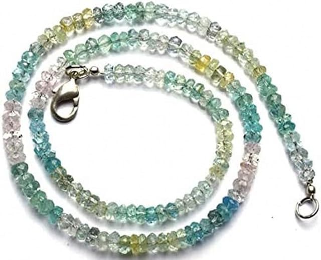 Hand_Crafted Natural Multicolor Aquamarine Facet Rondelle Beads 36 Inch Full 5MM Approx. YO-NECK-22829