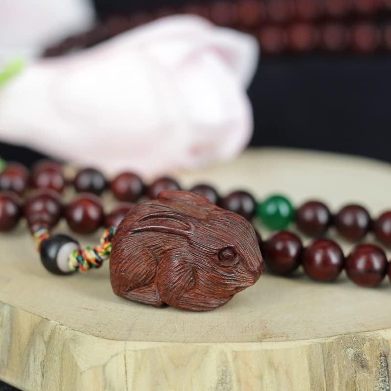 金星8mm108颗小叶紫檀文玩手链 佛珠项链女手串男毛衣链 兔子款式(小叶紫檀兔子款0.8)