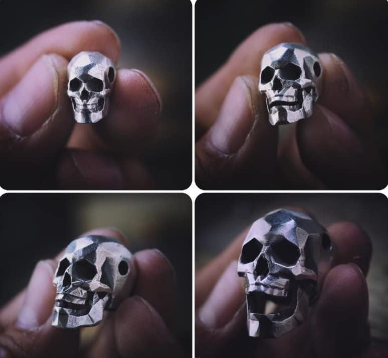 Original handmade s925 sterling silver skeleton loose beads bracelet personality DIY beads with beads pendant accessories necklace