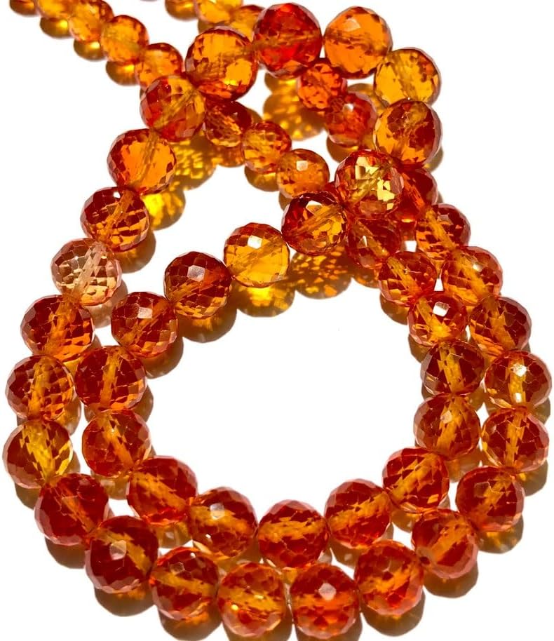 Natural PADPARADSCHA Sapphire roundelle facated Beads 7-9 MM 18 inch Long String Jewelry Making Gemstone Beads for Necklace Bracelet