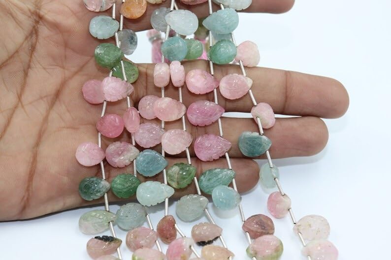 Tourmaline Pear Beads Hand Carved Tourmaline Pear Shape Beads 10-13 mm Afghani Tourmaline Carving Pear Shape Beads for Making Jwelery