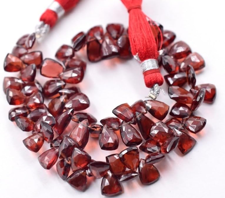 9 inch Strand of Natural Garnet 5x7-6x9mm Trillion Faceted briolette Beads for DIY Jewelry Making. |BRIO_03346