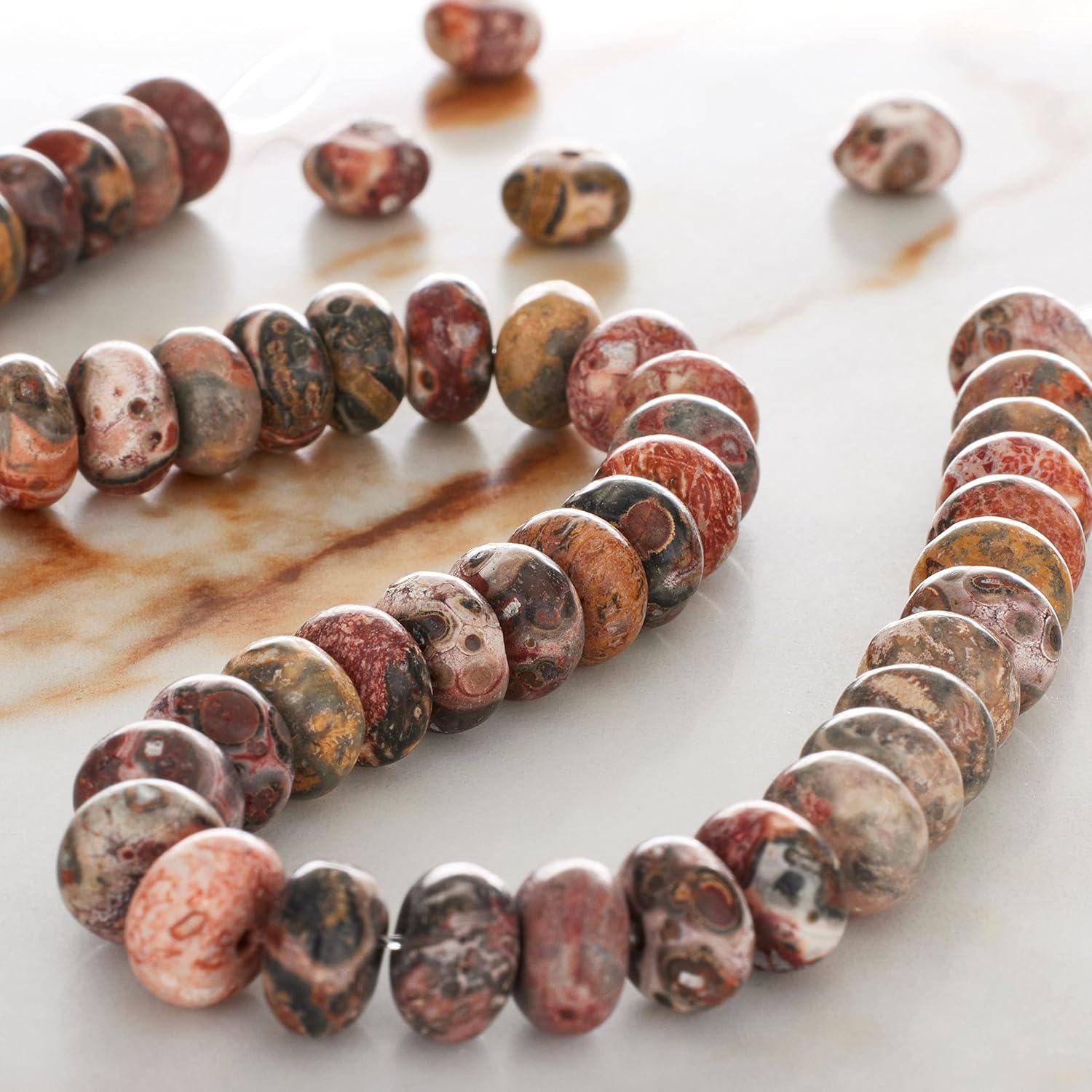 Bead Landing Leopard Jasper Rondelle Beads, 8mm, 12 Pack