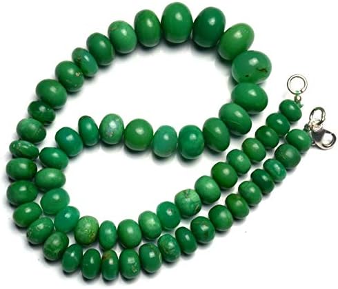 Natural Gem Chrysoprase Rare Big Size 8 to 14MM Smooth Rondelle Beads 16 Inch Full Strand Bright Green Color Super Quality Finished Necklace
