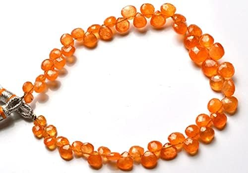 Beads Gemstone 1 Strand Natural 7 inch Natural Gemstone Spessartine Faceted Beads Heart Shape Briolettes Very Rare Orange Garnet 4 to 7 MM Code-HIGH-22643
