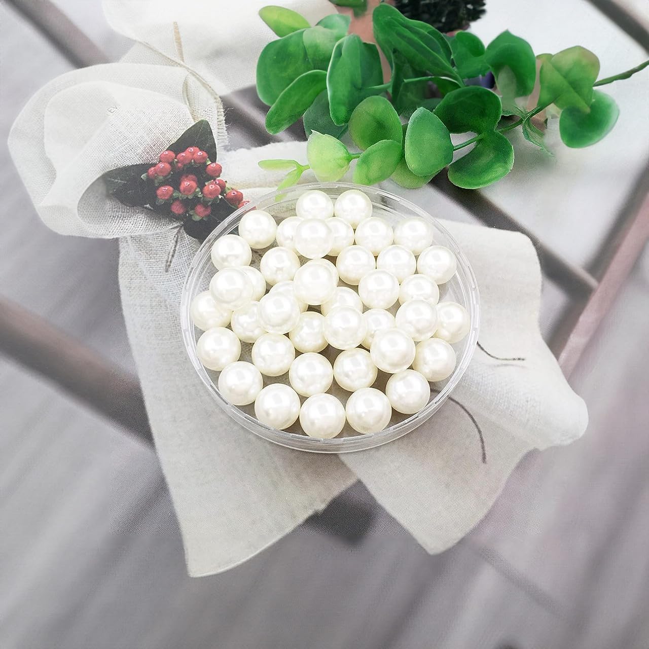 WGV Small Ivory Plastic Pearl Beads 36 Bags of 1 LB Loose Pearl, Approx 144 Pearls/Bag, No Holes, 0.7