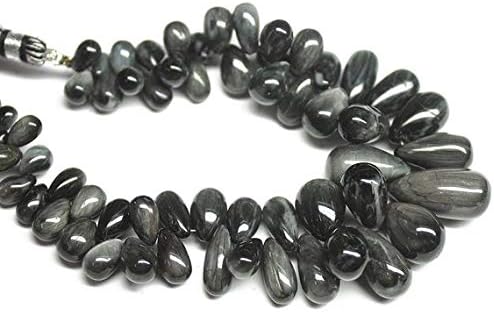 natural clack cats eye faceted tear drop briolette gemstone loose craft beads strand 7