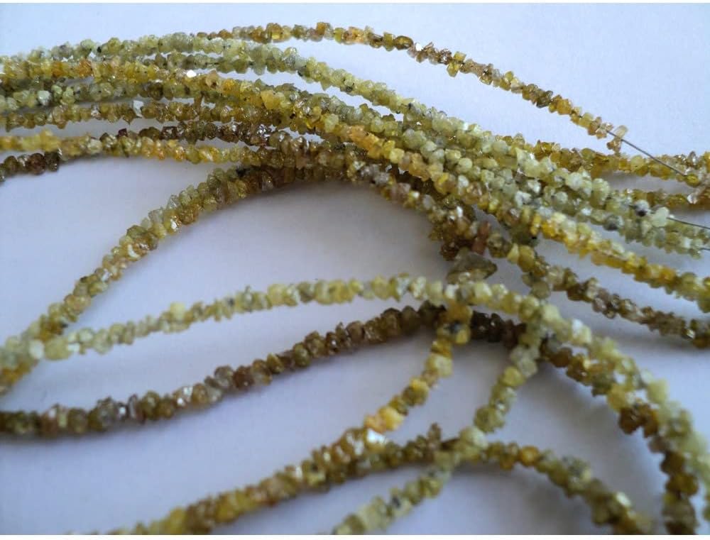 2mm Yellow Rough Diamonds, Yellow Raw Diamond Beads, Yellow Diamonds Beads, Yellow Raw Uncut Diamond Bead For Jewelry (4IN To 16IN Options), 2 MM