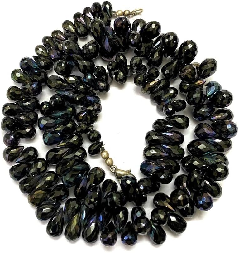 Natural Black Spinel Teardrop Faceted Beads 5-7 MM 17 inch Long String Jewelry Making Gemstone Beads for Necklace Bracelet
