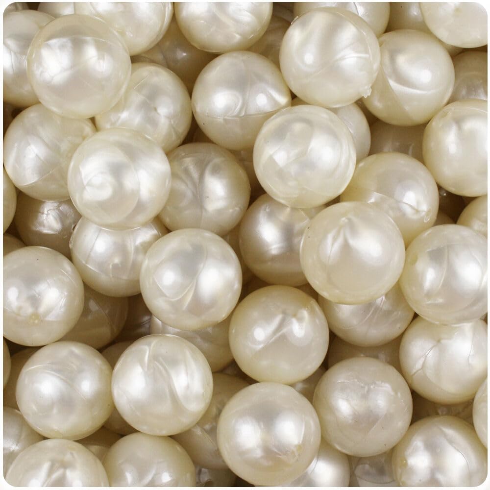 WGV Small Ivory Plastic Pearl Beads 36 Bags of 1 LB Loose Pearl, Approx 144 Pearls/Bag, No Holes, 0.7