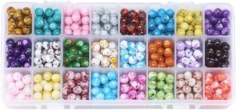 Marycan Mixed Color Glass Beads Boxed 24 Colors Round Beads Bracelet Earrings Making Materials DIY Jewelry Accessories for All People